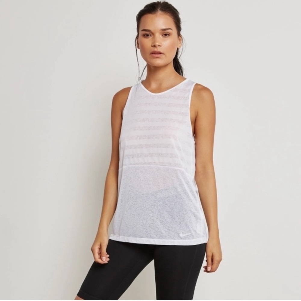 Nike Breathe Dri Fit Striped Tank Size Large